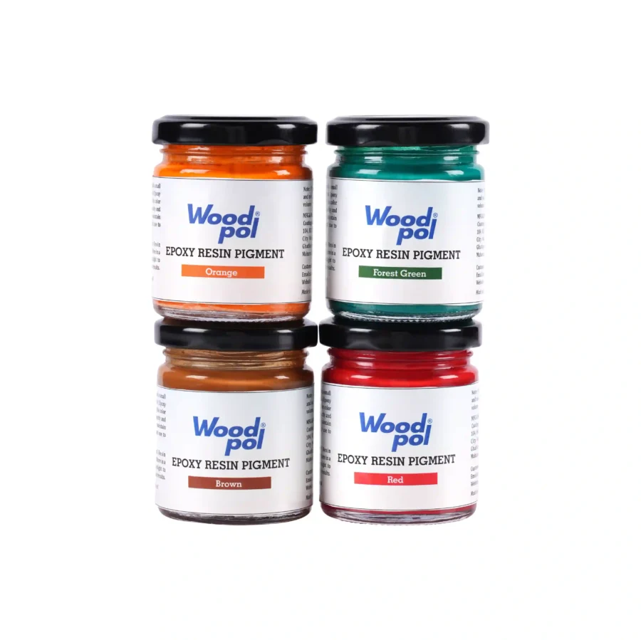 Woodpol Earthy Base Pigment Combo - 4 Resin Colours (Orange, Forest Green, Brown, Red)_compressed