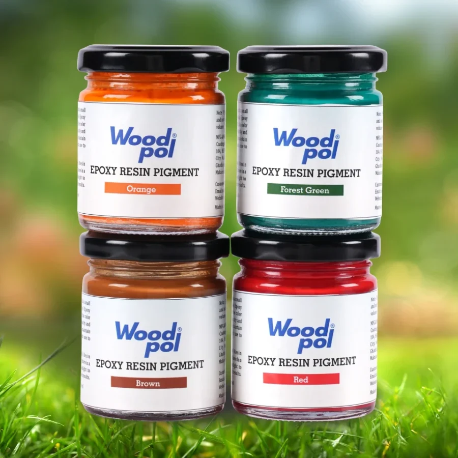 Woodpol Earthy Base Pigment Combo - 4 Resin Colours (Orange, Forest Green, Brown, Red)_compressed