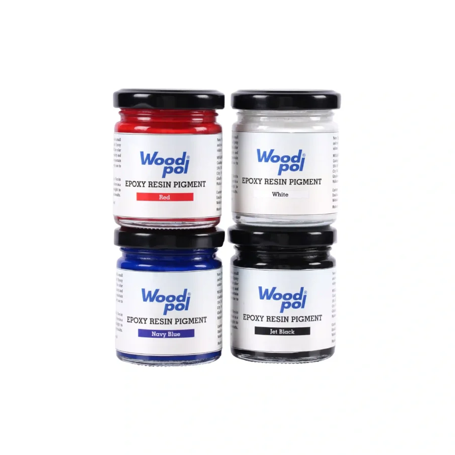 Woodpol The Bold Basics Pigment Combo - 4 Resin Colours (Red, White, Navy Blue, Jet Black)_compressed