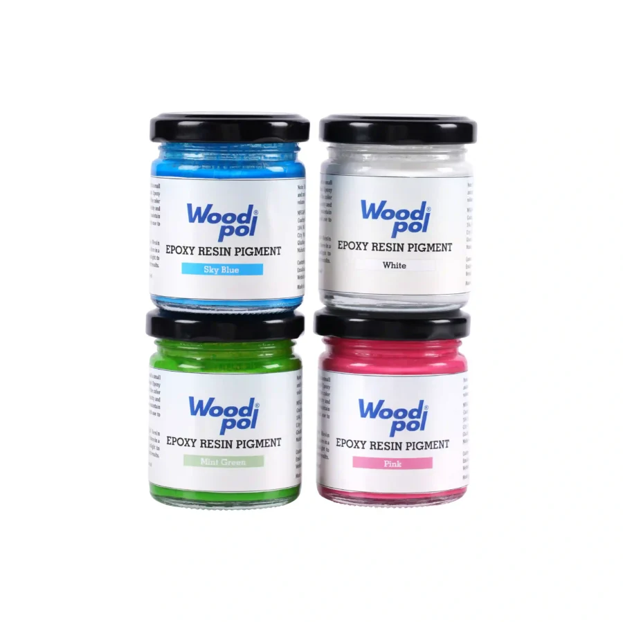 Woodpol The Pastel Pop Pigment Combo- 4 Resin Colours (Sky Blue, White, Mint Green, Pink)_compressed