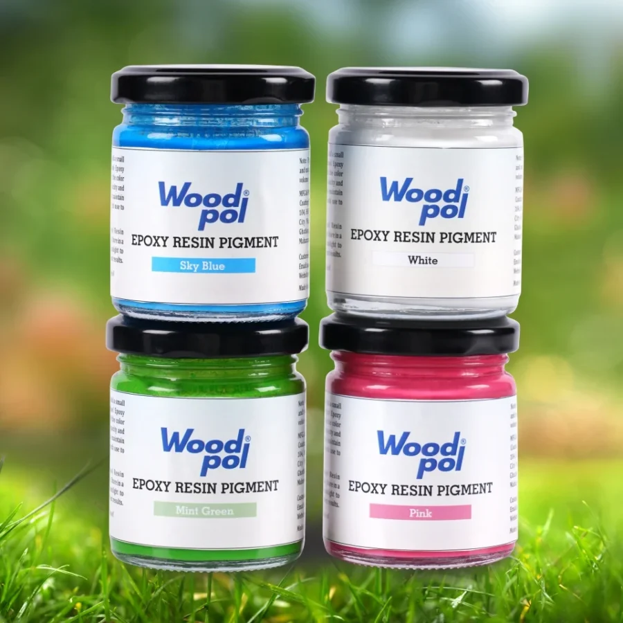 Woodpol The Pastel Pop Pigment Combo- 4 Resin Colours (Sky Blue, White, Mint Green, Pink)_compressed