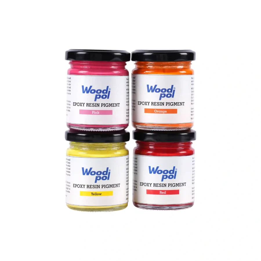 Woodpol Warm Base Pigment Combo - 4 Resin Colours (Pink, Orange, Yellow, Red)_compressed